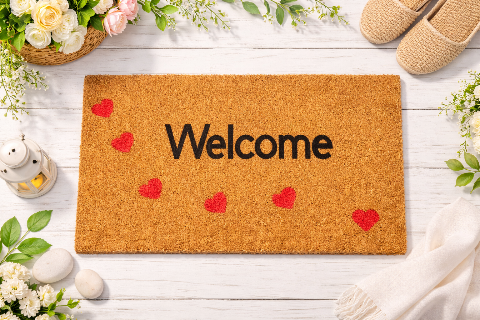 Welcome Heart Coir Door Mat – 18 x 30