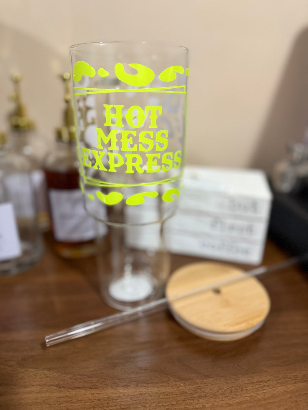 “Hot Mess Express” Glass Tumbler