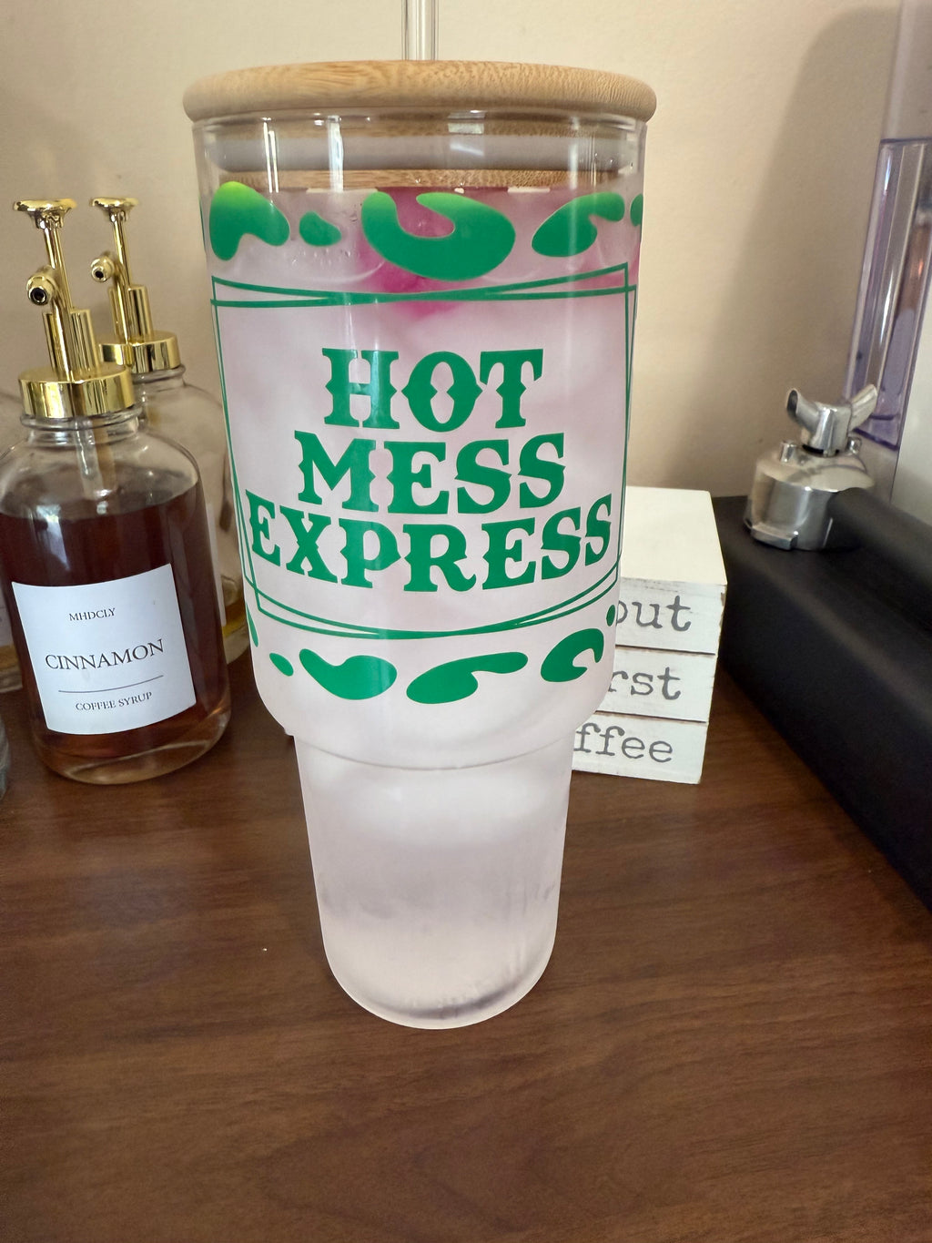“Hot Mess Express” Glass Tumbler