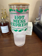 “Hot Mess Express” Glass Tumbler