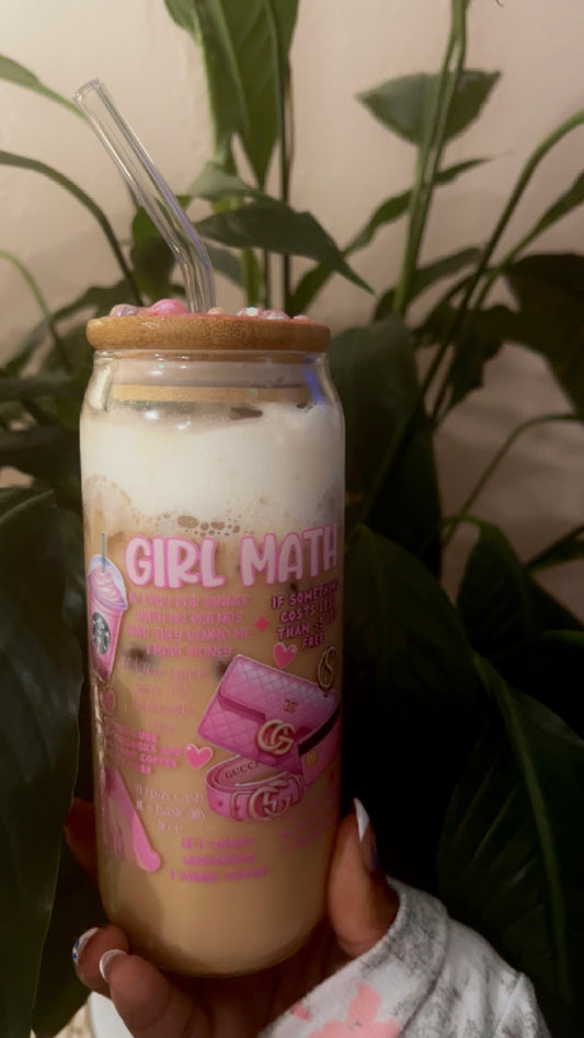 Pink Girl Math Glass Cup